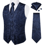 Joior Black Paisley Blue Suit Vest Neck Tie Set Pocket Square Cufflinks Men's Wedding Waistcoat Luxury Tuxedo Vests Men Gilet