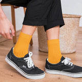 Joior Autumn Winter Pure Color Mens Socks Cotton Warm Black and White Happy Socks Male Gifts for Men EUR 39-44