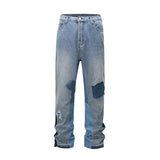 Joior Patchwork Washed Wide Denim Jeans Y2k Street Wear Splicing Patches Damaged Flare Pants Jeans for Men