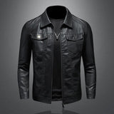 Black PU Jackets Men Spring Autumn Leather Jacket Coat Male Fashion Casual Motor Biker PU Leather Coat Big Size 5XL