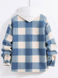 Joior Checked Plaid Colorblock Jacket Woolen Turn Down Collar Coat Winter Unisex Streetwear Warm Outerwear with Pocket