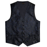 Joior Black Paisley Blue Suit Vest Neck Tie Set Pocket Square Cufflinks Men's Wedding Waistcoat Luxury Tuxedo Vests Men Gilet