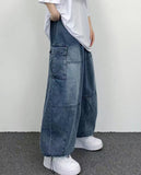 Joior Autumn Harajuku Fashion retro High Street hiphop Pants Straight Wide Leg Pants Women Casual Loose Big Pockets Cargo Jeans