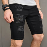 Joior Street Men Holes Distressed Slim Beach Denim Shorts Summer Stylish Solid Male Casual Jean Five-point Pants