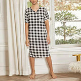 Joior Cotton Plaid Sleep Robe Men Pajamas Short Sleeve V-neck Casual Homewear One-piece Comfortable Home Loose Bathrobe