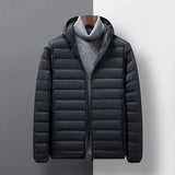 Men's Water and Wind-Resistant Cotton Parkas Fashion Casual Hooded Thickened Printed Warm Cotton Jacket