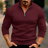 Joior New Fall Winter Men Sweater Casual Solid Color Long Sleeve Zipped Stand Collar Top Warm Men's Clothing Promotion