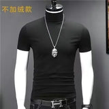 Joior Harajuku Korean Style Men's High Neck Short Sleeve T-Shirt Casual Luxury Golf Wear Summer Tees Fashionable Black Undershirt Man