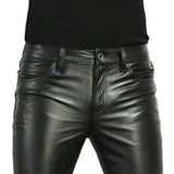 Joior PU Leather Pants Men's Fashion Rock Style Night Club Dance Pants Men's Faux Leather Slim Fit Skinny Motorcycle Trousers