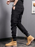 Joior Casual Side Flap Pockets Workwear Tapered Pants, Men's Cargo Pants For Spring Fall Outdoor