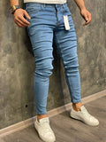 Joior High Quality Fashion European American Classic Solid Washing Denim Pants Casual Men's Stretch Trouser Blue Skinny Jeans Men