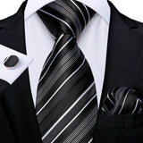 Joior Black Plaid Ties For Men 8cm Width Silk Mens Business Wedding Neck Tie Set Pocket Square Cufflinks Gravatas Homens Cravatta