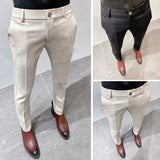 Joior Men's High Quality Linen Suit Trousers Male Slim Fit Solid Color Business Casual Pants Formal Office Social Trouser Plus Size 38