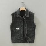 Japanese Retro Denim Vest for Men High Street Male Vests Spring Fall Sleeveless Jacket With Double Pockets Fashion New Waistcoat