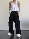 Joior High Street Retro Casual Large Pocket Overalls Men's and Women's New Summer High Waist Loose Straight Tube Draped Wide Leg Pants