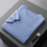 Joior 100% Pure Wool T-Shirt Men's Round Neck Pullover Short Sleeve Autumn Winter New Honeycomb Stitch Vest Casual Sweater