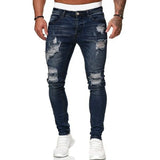 Joior Fashion Street Style Ripped Skinny Jeans Men Vintage Wash Solid Denim Trouser Mens Casual Slim Fit Pencil Denim Pant