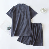 Joior Men's Shorts Pajamas Suit for Summer Thin Short-sleeved Shorts Cotton Simple Plaid Design Pantalon Pijama Hombre Mens Sleepwear