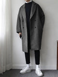 Joior Autumn Winter Loose Casual Grey Black Soft Warm Woolen Cocoon Coat Men Lapel Double Breasted Korean Fashion