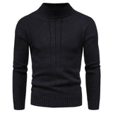 2024 Autumn and Winter New Men's Solid Color Knitted Shirt Half High Neck Sweater Casual Underlay Top