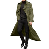 Joior Men's Windbreaker Spring Autumn Long-Slevee Extra Long Trench Coat Classic Trend Double Breasted Solid Color Temperament Trench