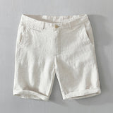 Joior Pure Linen Shorts for Men Summer New Fashion Solid White Loose Holiday Shorts Man Casual Plus Size Button Fly Short Pants