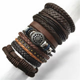 Joior 10 Pcs/set Black Wrap Woven New Fashion Handmade Men Bracelets Male Women Leather Bracelets Men Bangle Jewelry Gift