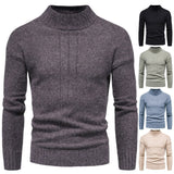 Men's Solid Color Knitted Shirt Half High Neck Sweater Casual Underlay Top