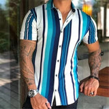 Brand Striped Shirt For Men Slim Breathable Fashion Short Sleeve High Quality Design Casual Shirt Male