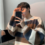 Joior Autumn Winter Sweater Men Pullover Korean Style Male Striped Sweater Loose Knitted Sweater Trend Thick Top Mens Clothing