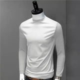 Joior Men's Turtleneck Tops Casual Full Long Sleeve Solid Black Stretch Base Layer for Autumn Winter Stretch Kpop Designer T Shirt Men