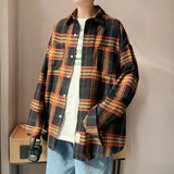 Joior Autumn Oversized Long Sleeved Shirt Men Fashion Retro Plaid Shirt Men Streetwear Korean Loose Casual Shirts Mens Large Size 5XL