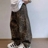 Joior Men Vintage Leopard Jeans 2024 New Spring American Hiphop Oversize Wide Leg High Sreet Straight Trousers Male Loose Casual Pant