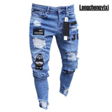 Joior Man Pants Retro Washing Zipper Stretch Jeans Casual Slim Fit Trousers Male Plus Size Pencil Pants Denim Skinny Jeans for Men