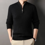 Joior black turtleneck outfit men Winter Men's Quarter Zip Sweater Slim Fit Casual Knitted Turtleneck Pullover Tops