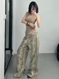 Joior Women's Ins Snake Print Design Pants Cool Girl High Waisted Fashion Loose Bottoms Female Straight Retro Y2K Edge Trousers