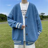 Joior British Retro Cardigan Sweater New Korean Harajuku Academic Knitted Sweater Pullover Hip Hop Streetwear Loose Knitwear Tops