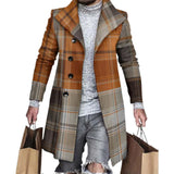 Joior Autumn Winter Men's Single Breasted Woolen Overcoat Plaid Print Male Long Thicken Windbreaker Fashion Causal Coat Outerwear Men