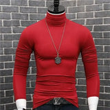 Joior Luxury Men's Casual Turtleneck T-Shirts Autumn and Winter Tops Slim Collar Full Sleeve Innerwear Undershirt Golf Wear Men Tee