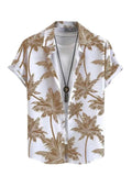 Joior Hawaiian Shirts for Men Tropical Coconut Tree Print Short Sleeve Shirt Summer Beach Casual Button Vacation Tops