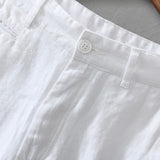 Joior Pure Linen Shorts for Men Summer New Fashion Solid White Loose Holiday Shorts Man Casual Plus Size Button Fly Short Pants