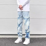 Joior Streetwear Swag Style Blue Frayed Jeans Pants for Men Retro Washed Ripped Casual Tapered Denim Trousers Slim Fit Y2k Jean Male