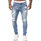 Joior Fashion Street Style Ripped Skinny Jeans Men Vintage Wash Solid Denim Trouser Mens Casual Slim Fit Pencil Denim Pant