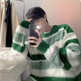 Joior Autumn Winter Striped Sweater Men Casual Knitted Pullover Korean Fashion Streetwear Men Clothing New Oversized Sweater Male