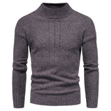 2024 Autumn and Winter New Men's Solid Color Knitted Shirt Half High Neck Sweater Casual Underlay Top