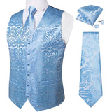 Joior Black Paisley Blue Suit Vest Neck Tie Set Pocket Square Cufflinks Men's Wedding Waistcoat Luxury Tuxedo Vests Men Gilet