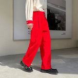 Joior Red Suit Pants Men Fashion Social Mens Dress Pants Korean Loose Straight Wide Leg Pants Mens Oversized Formal Trousers M-XL