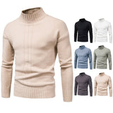 2024 Autumn and Winter New Men's Solid Color Knitted Shirt Half High Neck Sweater Casual Underlay Top