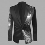 Joior Black Sequin Patchwork Suit Jacket Men Brand New Slim Fit One Button Tuxedo Blazers Mens Wedding Party Dinner Costume Homme