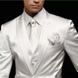 Joior 3 Piece White Wedding Suits Groom Tuxedo Peaked Lapel Custom Made Handsome Business Party Male Suit ( Jacket+Pants+Vest)